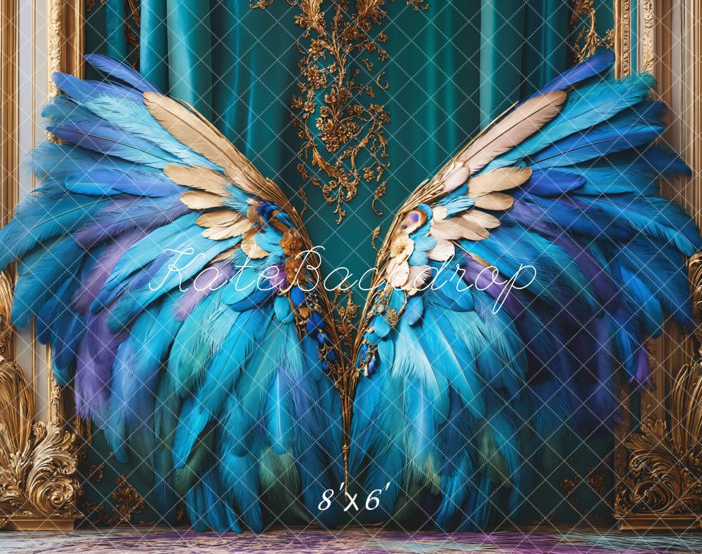 Kate Fleece Blue Feather Wings Backdrop Designed by Emetselch - Kate Backdrop AU