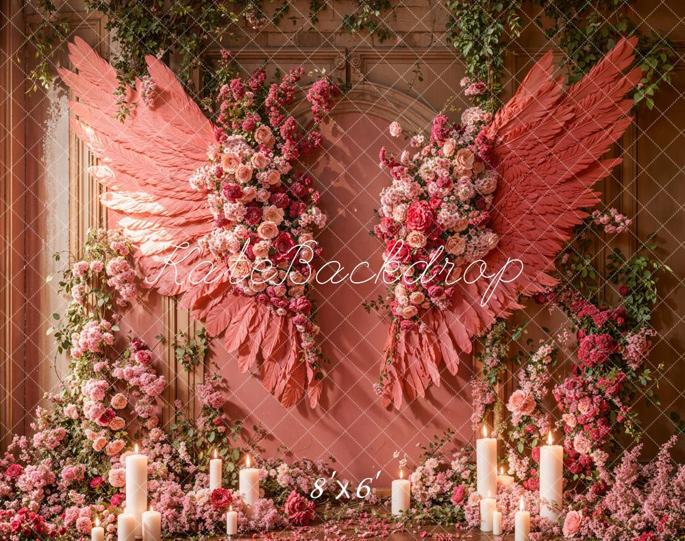 Kate Mother's Day Pink Wings Fleece Backdrop Designed by Emetselch - Kate Backdrop AU