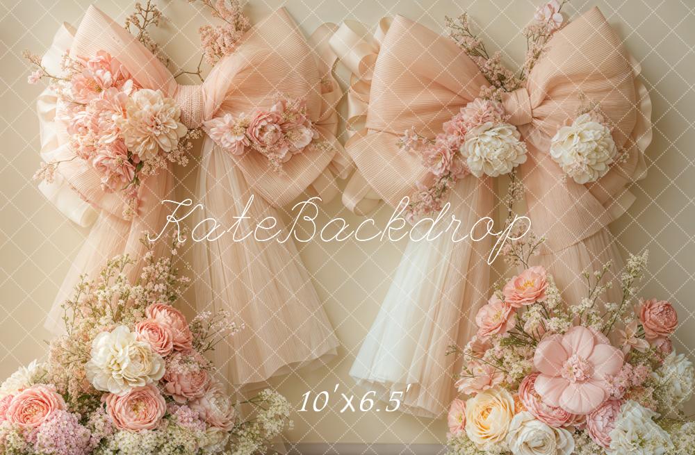 Kate Fleece Light Pink Double Bow Backdrop Designed by Emetselch - Kate Backdrop AU