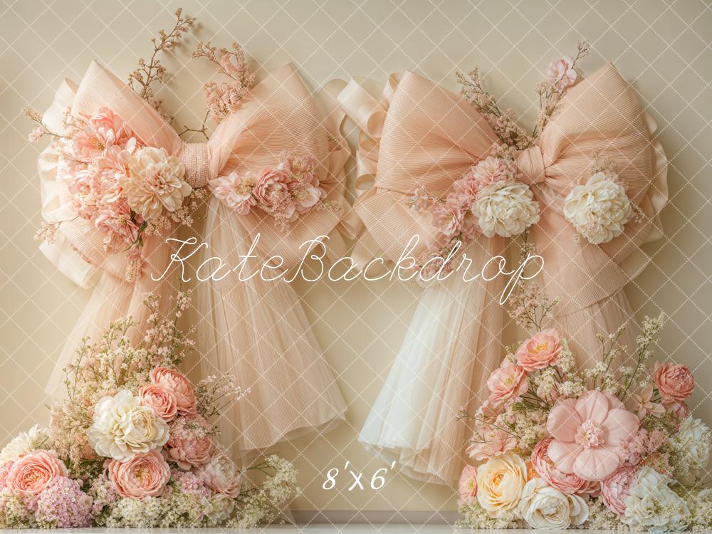 Kate Fleece Light Pink Double Bow Backdrop Designed by Emetselch - Kate Backdrop AU
