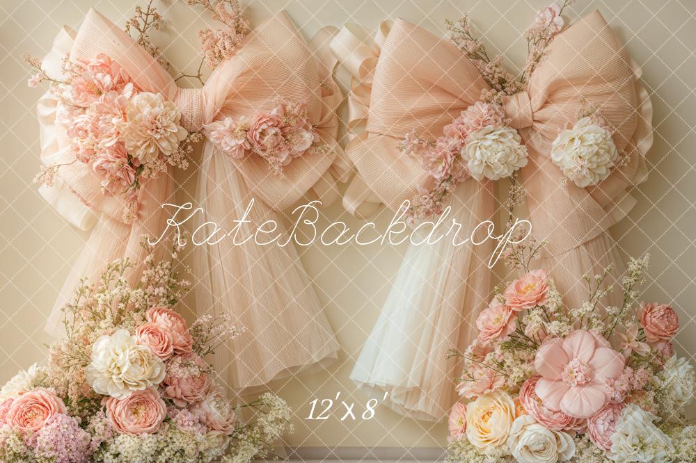 Kate Fleece Light Pink Double Bow Backdrop Designed by Emetselch - Kate Backdrop AU