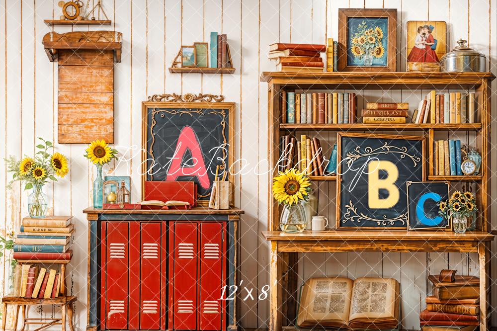 Kate Fleece ABC Back to School Bookshelf Backdrop Designed by Emetselch - Kate Backdrop AU