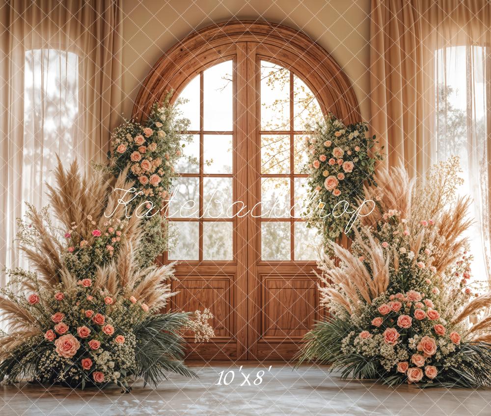 Kate Fleece Pampas Boho Arch Door Backdrop Designed by Emetselch - Kate Backdrop AU