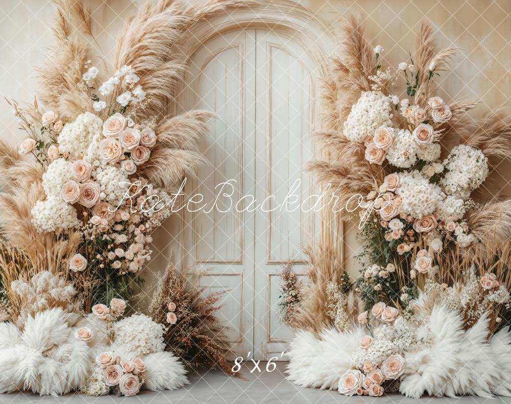 Kate Fleece Boho Pampas Grass Door Backdrop Designed by Emetselch - Kate Backdrop AU
