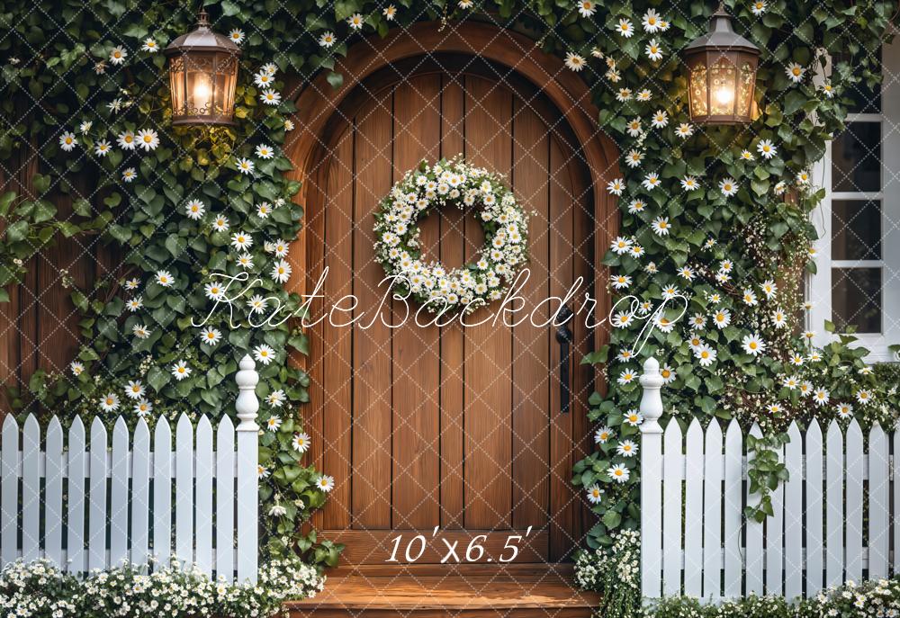Kate Fleece Fence Daisy Flower Door Backdrop Designed by Emetselch - Kate Backdrop AU