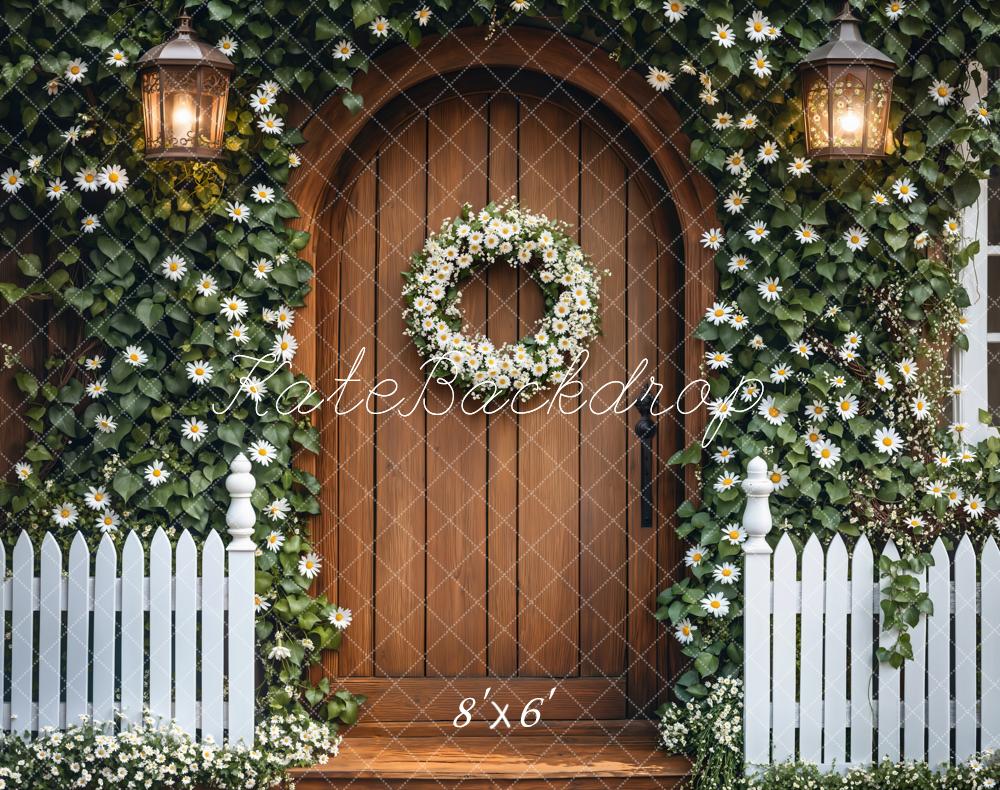 Kate Fleece Fence Daisy Flower Door Backdrop Designed by Emetselch - Kate Backdrop AU