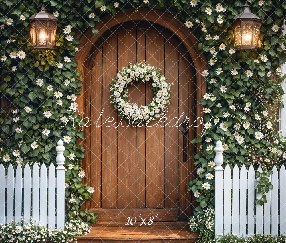 Kate Fleece Fence Daisy Flower Door Backdrop Designed by Emetselch - Kate Backdrop AU
