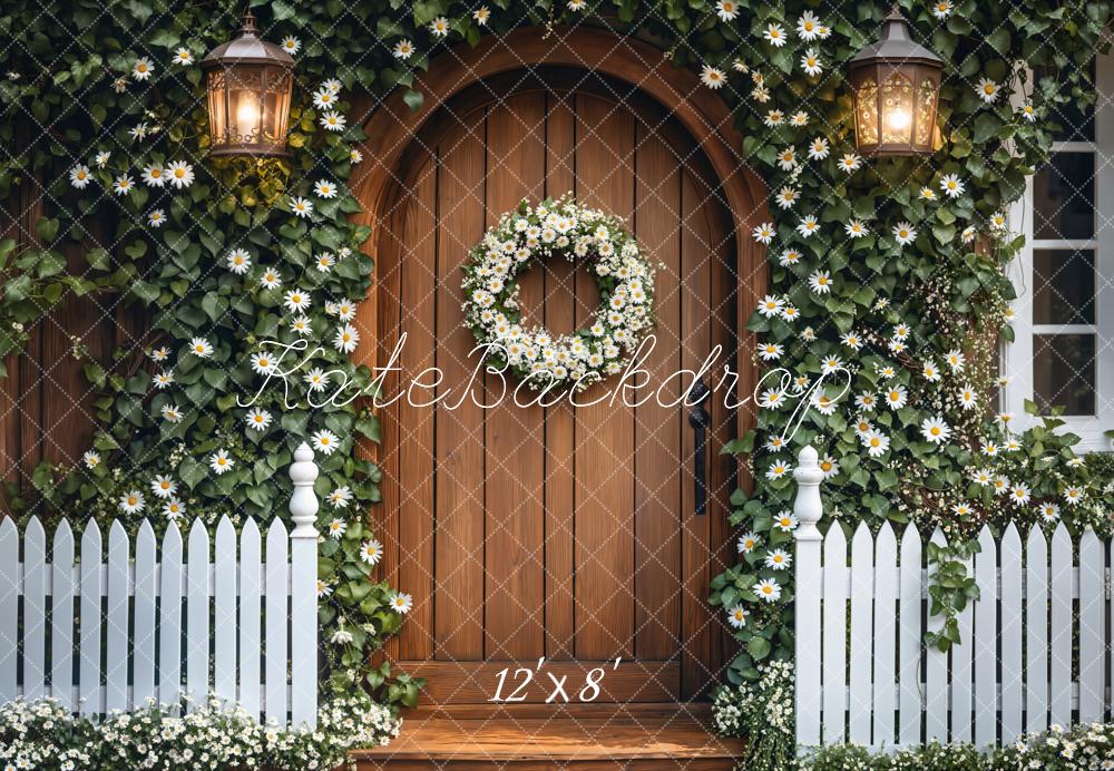Kate Fleece Fence Daisy Flower Door Backdrop Designed by Emetselch - Kate Backdrop AU
