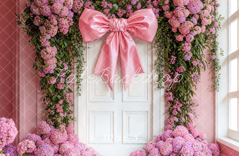 Kate Fleece Pink Bow Hydrangea Backdrop Designed by Emetselch - Kate Backdrop AU