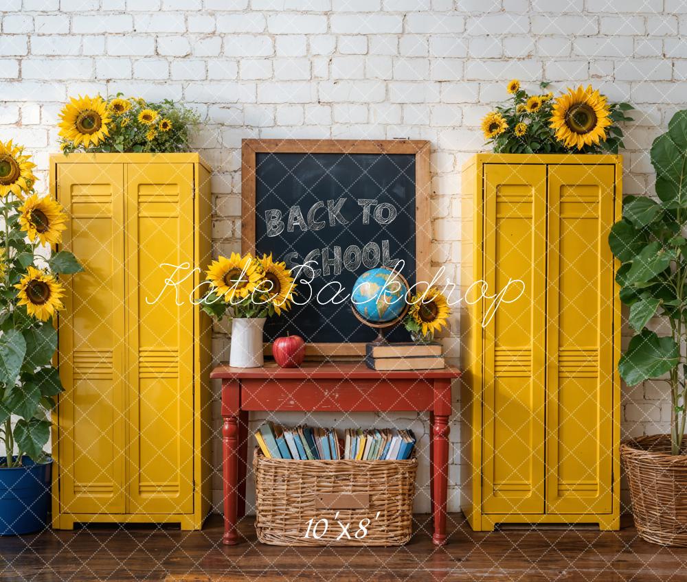 Kate Fleece Back to School Sunflower Backdrop Designed by Emetselch - Kate Backdrop AU