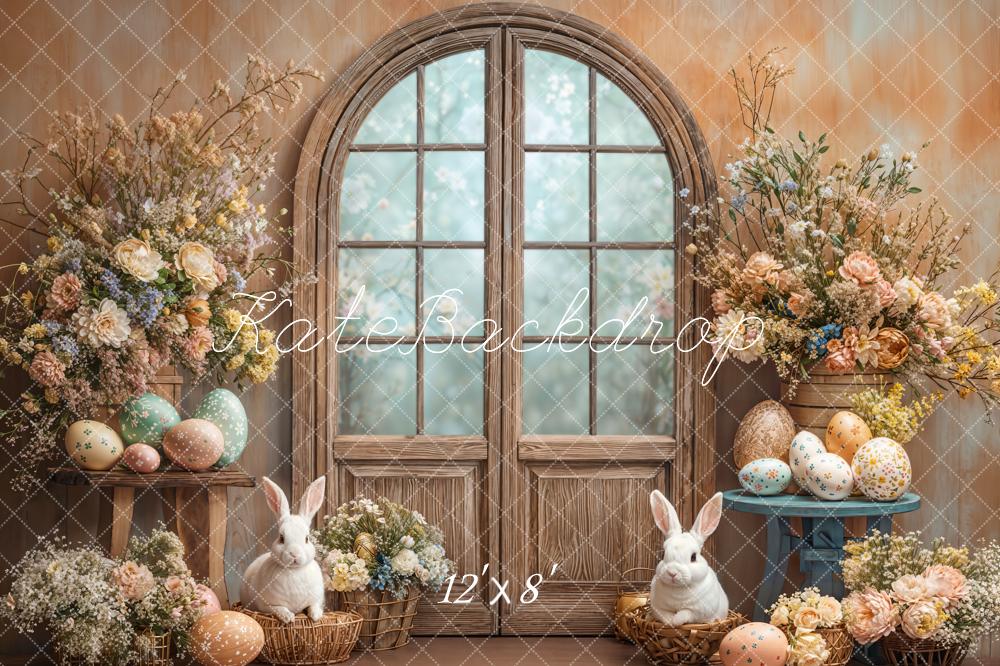 Kate Fleece Easter Dried Flowers Doors Windows Backdrop Designed by Emetselch - Kate Backdrop AU
