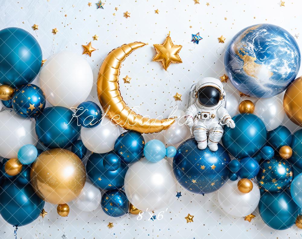 Kate Fleece Space Earth Balloon Cake Smash Backdrop Designed by Emetselch - Kate Backdrop AU