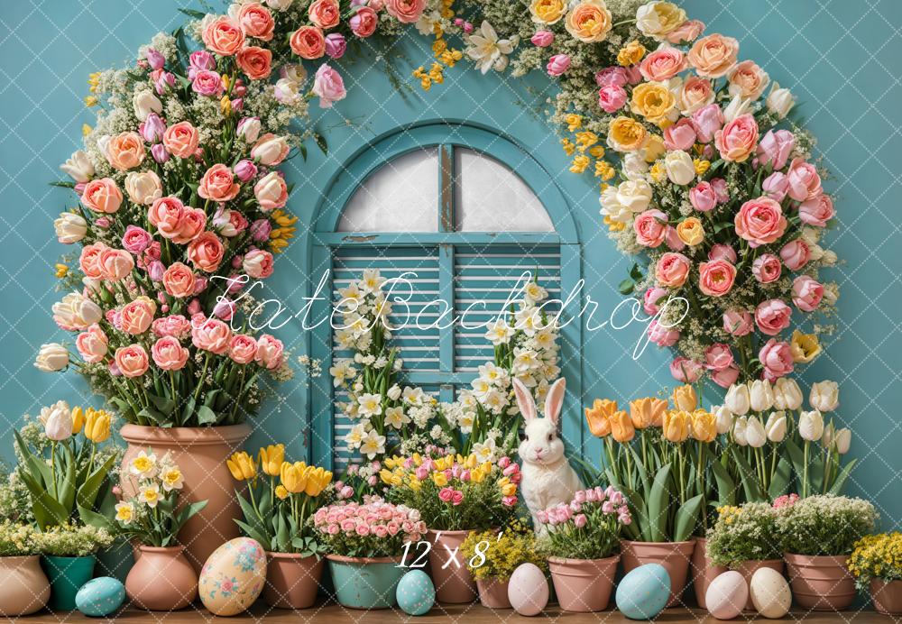 Kate Fleece Easter Bunny Floral Arch Backdrop Designed by Emetselch - Kate Backdrop AU