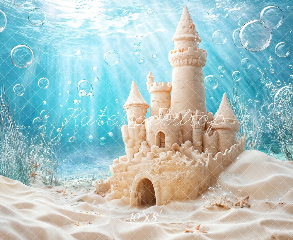 Kate Sand Castle Bubble Sea Mermaid Fleece Backdrop Designed by Emetselch - Kate Backdrop AU