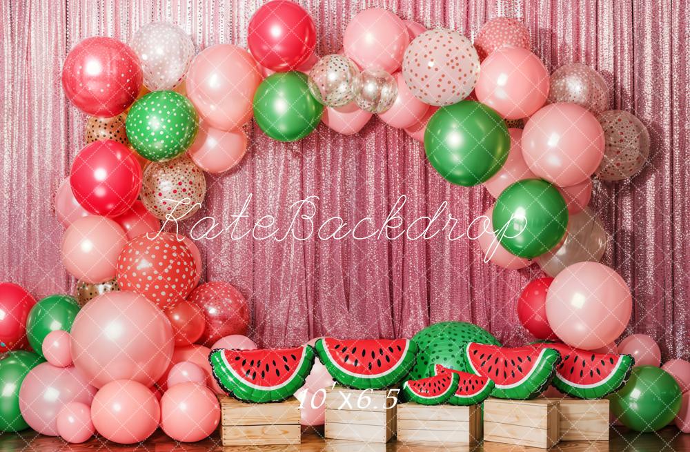 Kate Fleece Watermelon Balloon Birthday Backdrop Designed by Emetselch - Kate Backdrop AU