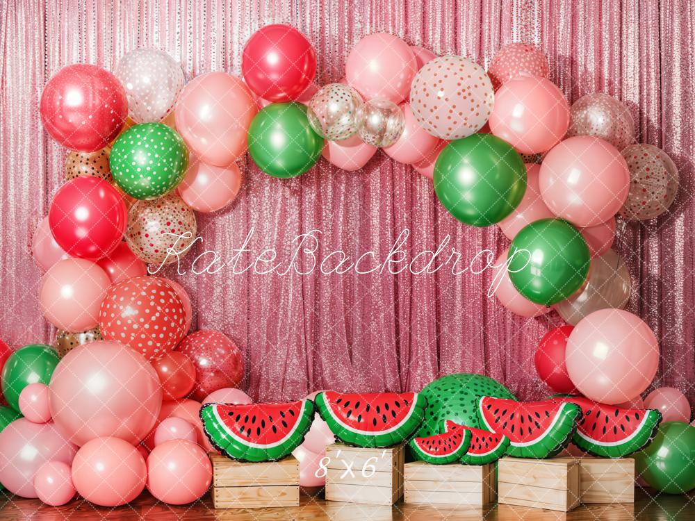 Kate Fleece Watermelon Balloon Birthday Backdrop Designed by Emetselch - Kate Backdrop AU