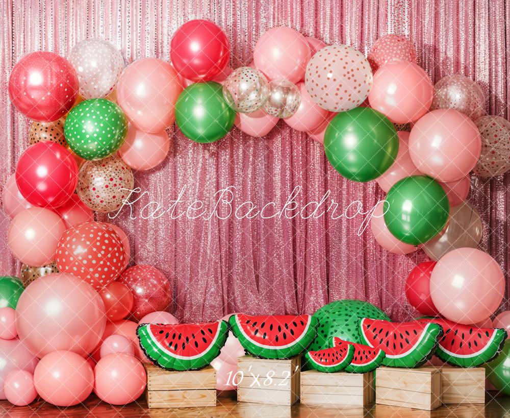 Kate Fleece Watermelon Balloon Birthday Backdrop Designed by Emetselch - Kate Backdrop AU