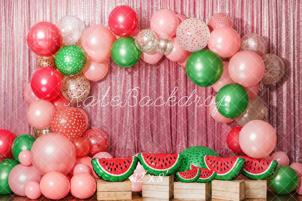 Kate Fleece Watermelon Balloon Birthday Backdrop Designed by Emetselch - Kate Backdrop AU