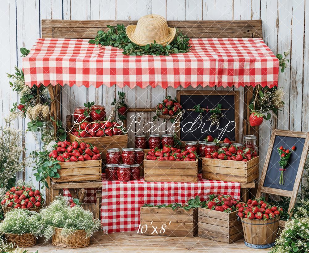 Kate Fleece Spring Strawberry Stand Backdrop Designed by Emetselch - Kate Backdrop AU