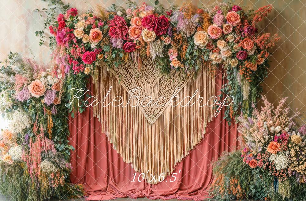 Kate Fleece Boho Flower Backdrop Mother's Day Designed by Emetselch - Kate Backdrop AU
