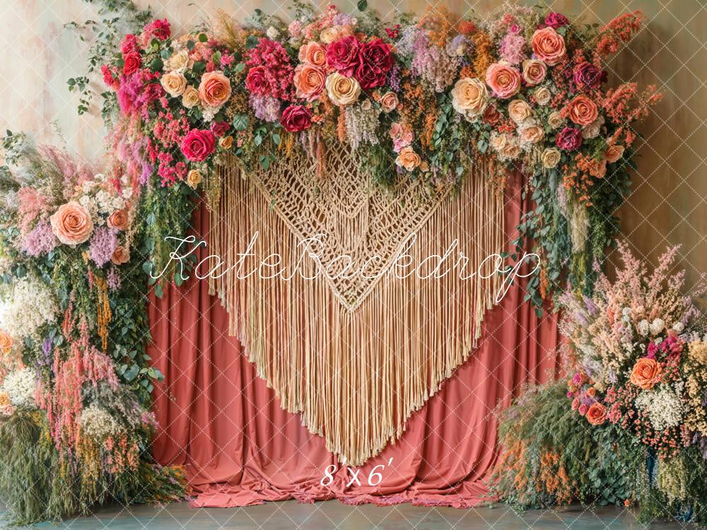 Kate Fleece Boho Flower Backdrop Mother's Day Designed by Emetselch - Kate Backdrop AU