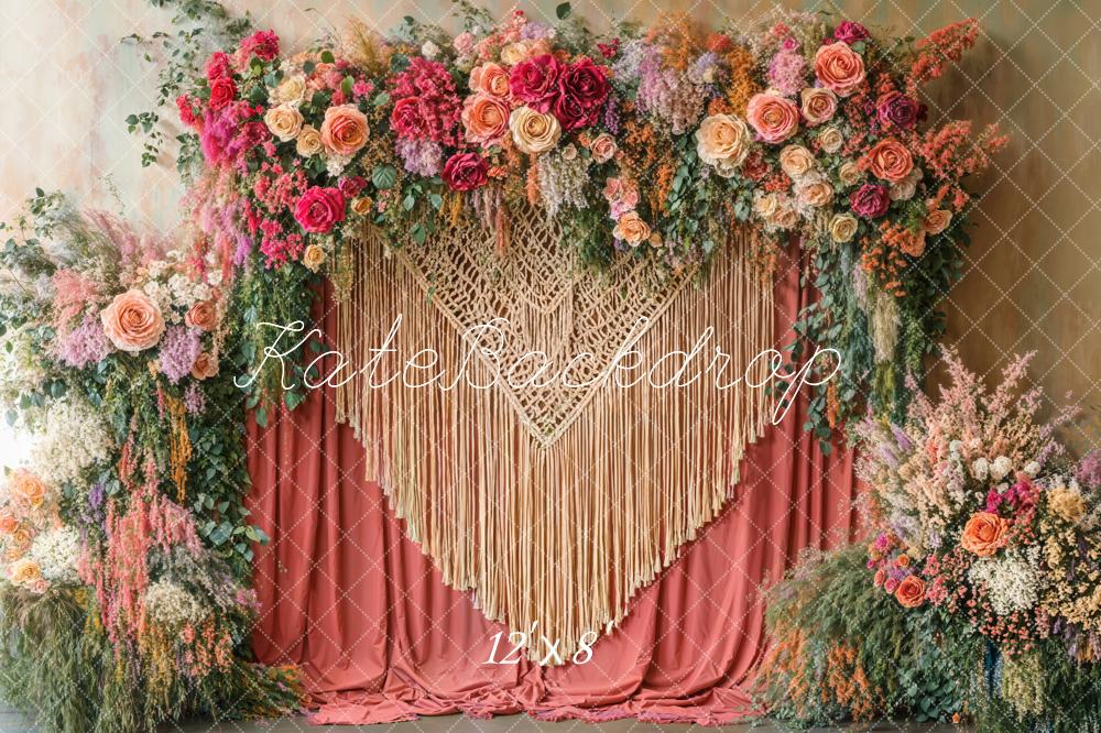 Kate Fleece Boho Flower Backdrop Mother's Day Designed by Emetselch - Kate Backdrop AU