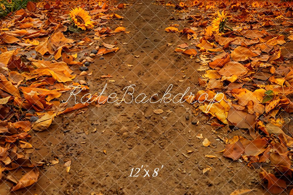 Kate Autumn Leaves Mud Road Backdrop Designed by Chain Photography