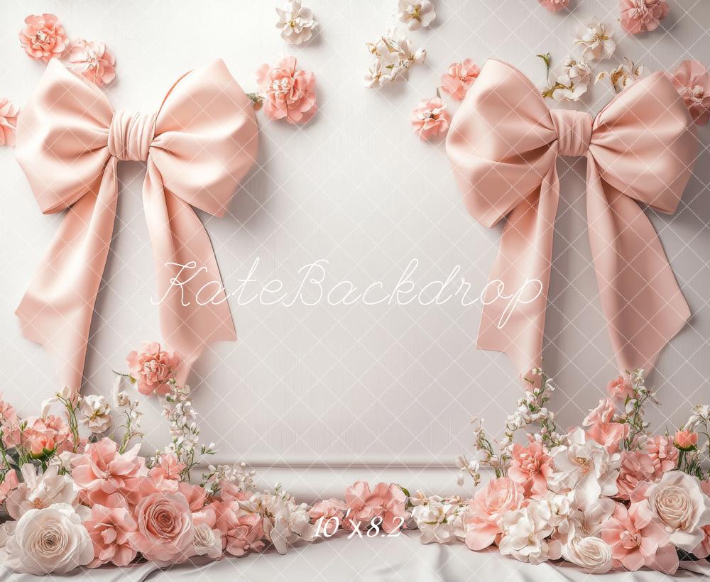 Kate Fleece Pink Bow Flower Backdrop Designed by Lidia Redekopp