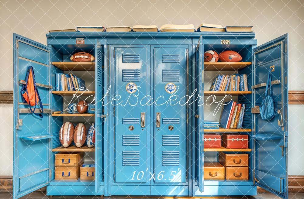 Kate Fleece Blue Football Storage Cabinet Backdrop Designed by Emetselch - Kate Backdrop AU