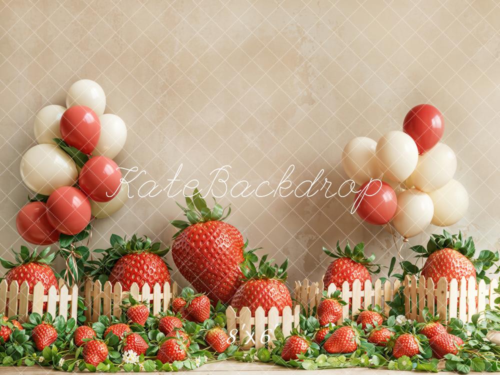 Kate Fleece Spring Strawberry Balloon Backdrop Designed by Emetselch - Kate Backdrop AU