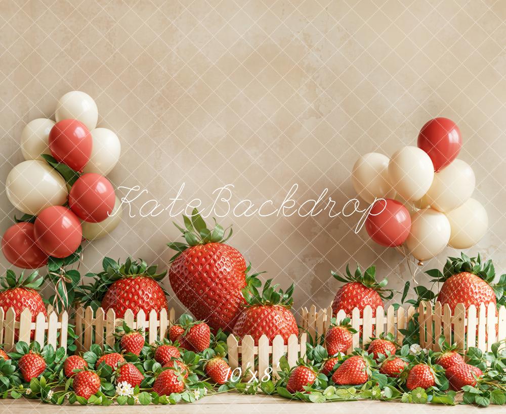 Kate Fleece Spring Strawberry Balloon Backdrop Designed by Emetselch - Kate Backdrop AU