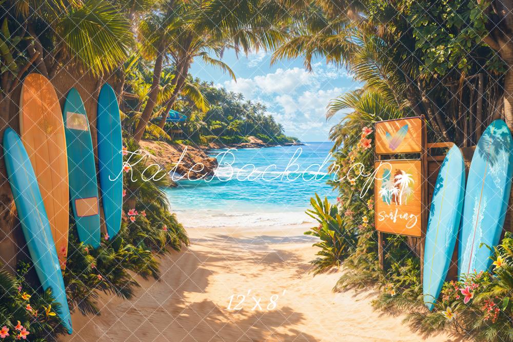 Kate Fleece Summer Beach Surfing Backdrop Designed by Emetselch - Kate Backdrop AU