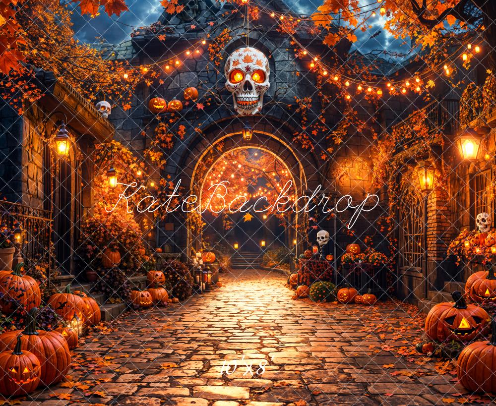 Kate Fleece Autumn Halloween Skull Backdrop Designed by Emetselch - Kate Backdrop AU