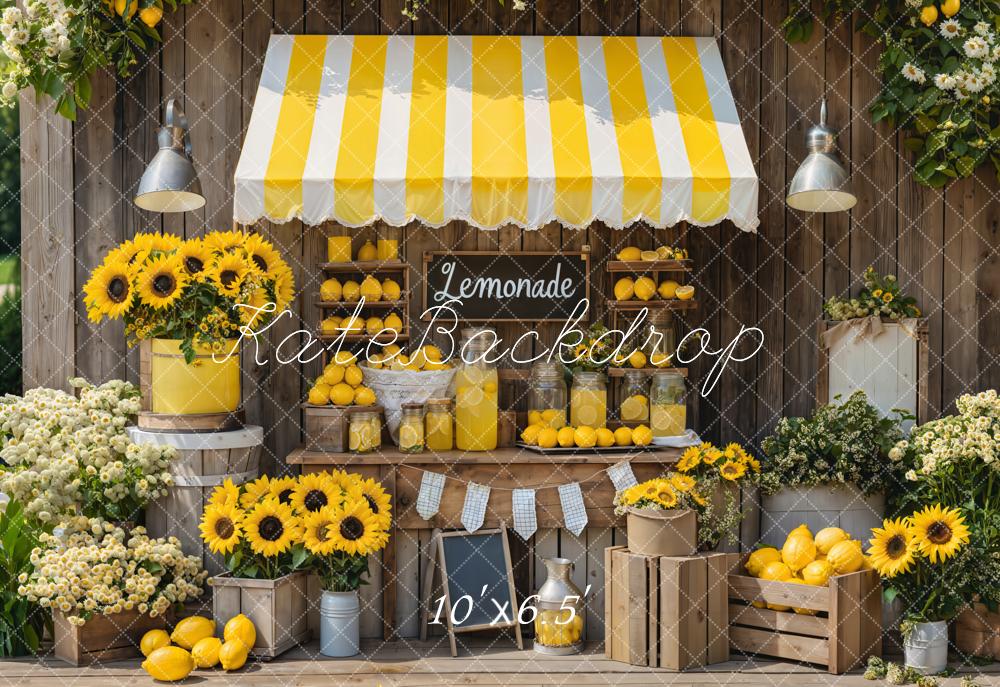 Kate Fleece Fall Sunflower Lemonade Stand Backdrop Designed by Emetselch - Kate Backdrop AU