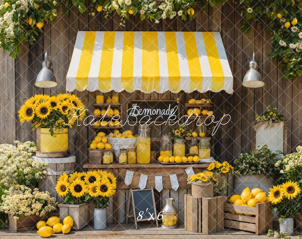 Kate Fleece Fall Sunflower Lemonade Stand Backdrop Designed by Emetselch - Kate Backdrop AU