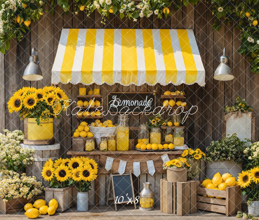 Kate Fleece Fall Sunflower Lemonade Stand Backdrop Designed by Emetselch - Kate Backdrop AU