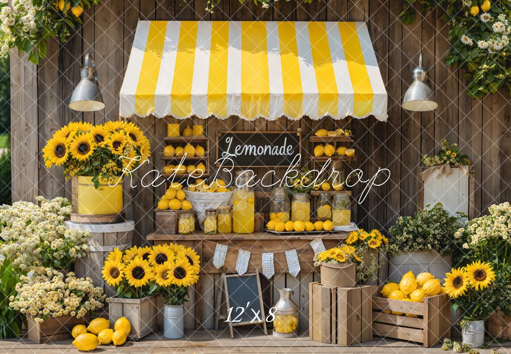 Kate Fleece Fall Sunflower Lemonade Stand Backdrop Designed by Emetselch - Kate Backdrop AU