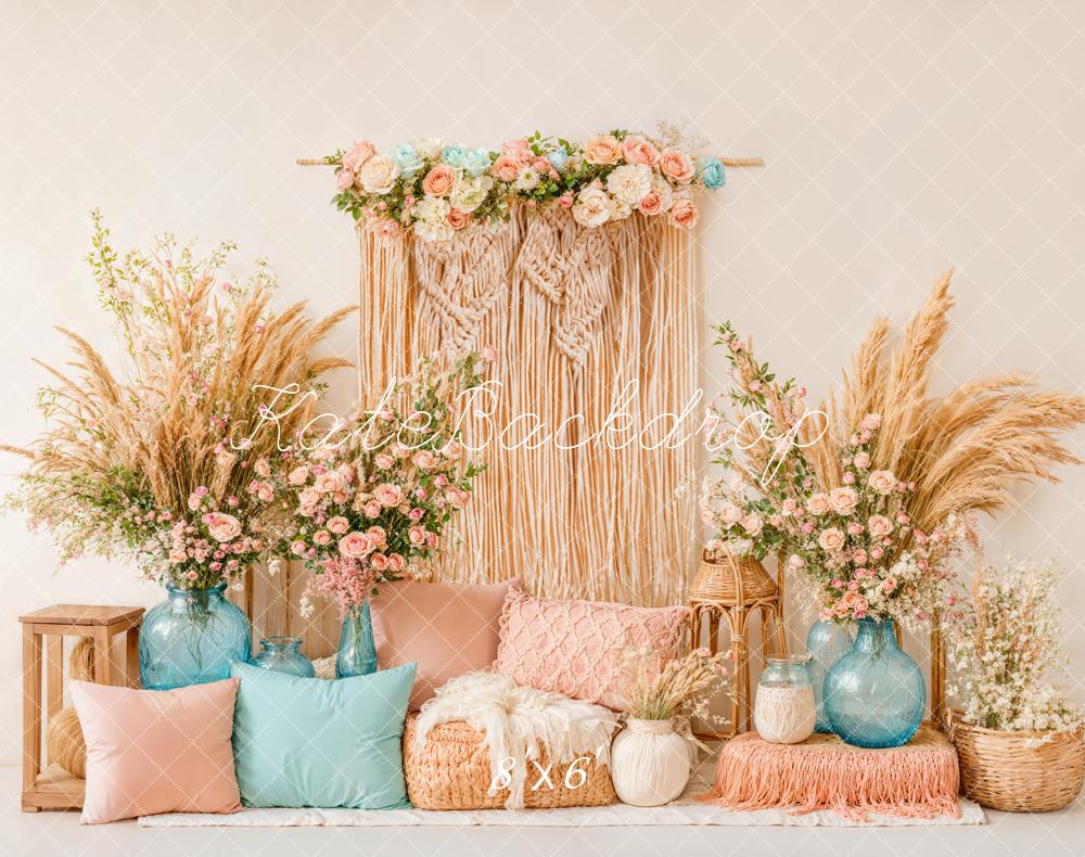 Kate Fleece Boho Pillow Backdrop Designed by Emetselch - Kate Backdrop AU