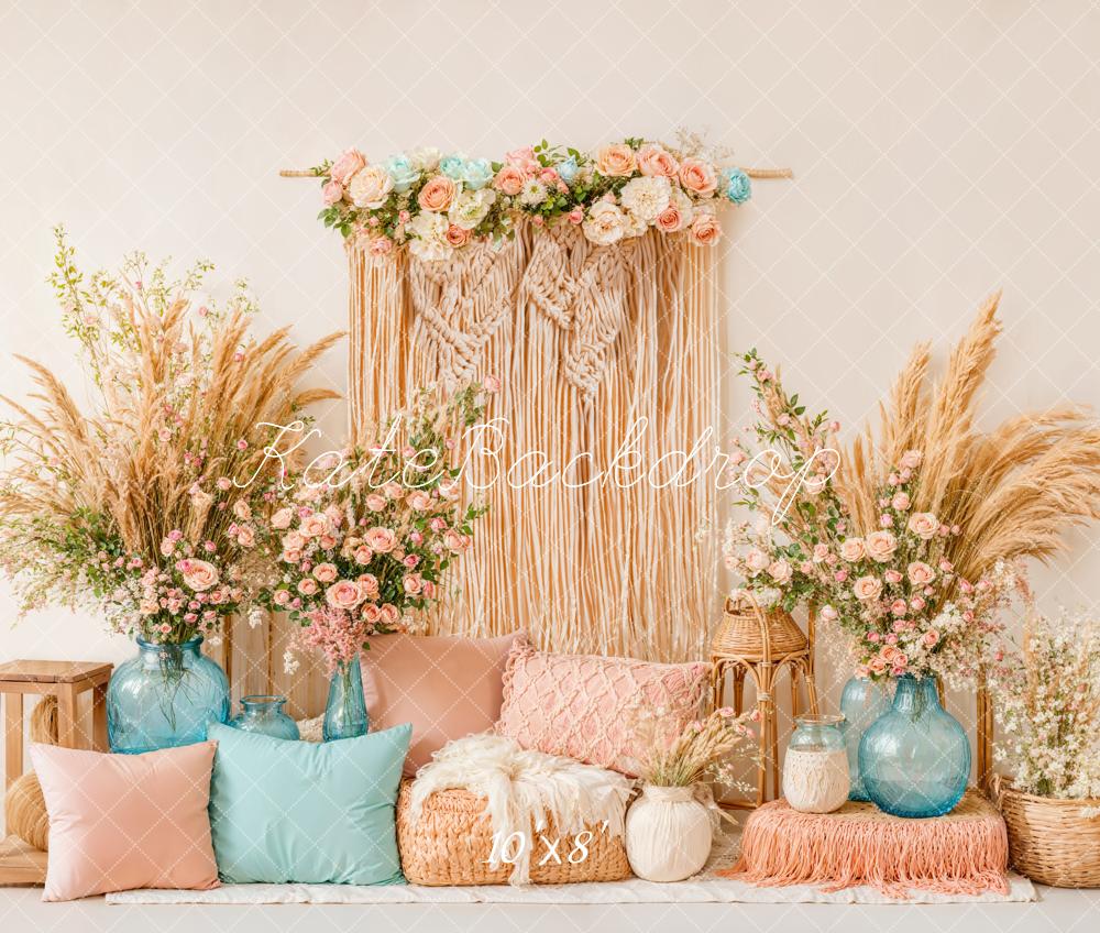 Kate Fleece Boho Pillow Backdrop Designed by Emetselch - Kate Backdrop AU