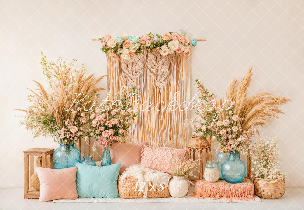 Kate Fleece Boho Pillow Backdrop Designed by Emetselch - Kate Backdrop AU