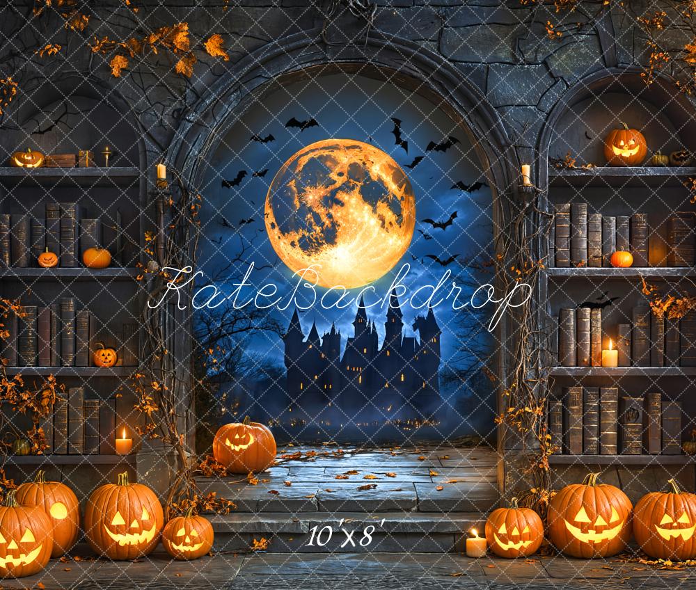 Kate Fleece Halloween Moonlit Night Pumpkin Backdrop Designed by Emetselch - Kate Backdrop AU