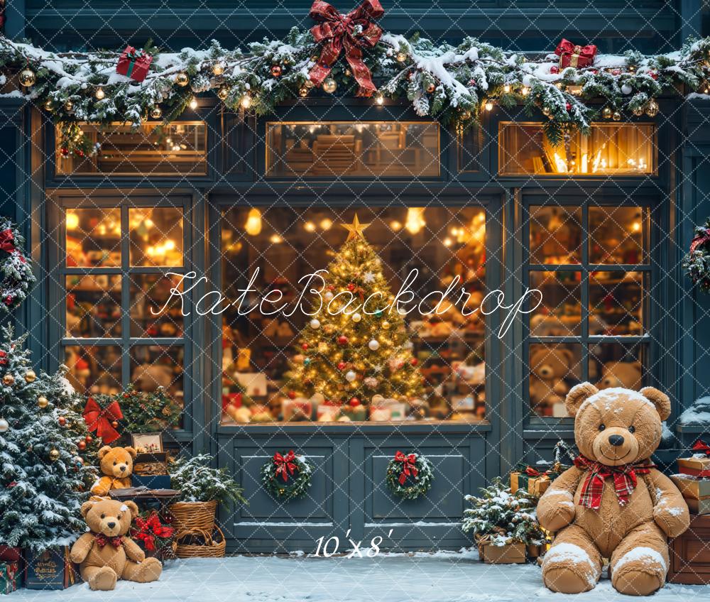 Kate Teddy Bear Christmas Shop Backdrop Designed by Chain Photography - Kate Backdrop AU