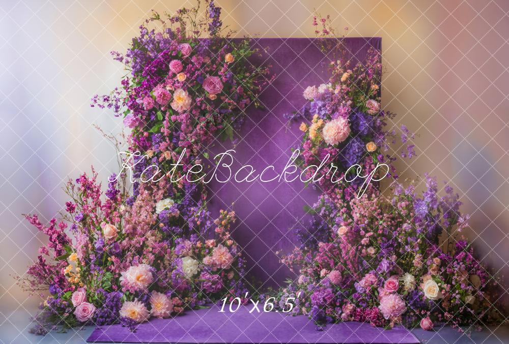 Kate Fleece Purple Floral Wedding Backdrop Designed by Emetselch - Kate Backdrop AU