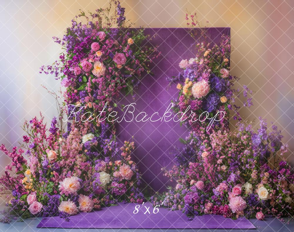 Kate Fleece Purple Floral Wedding Backdrop Designed by Emetselch - Kate Backdrop AU