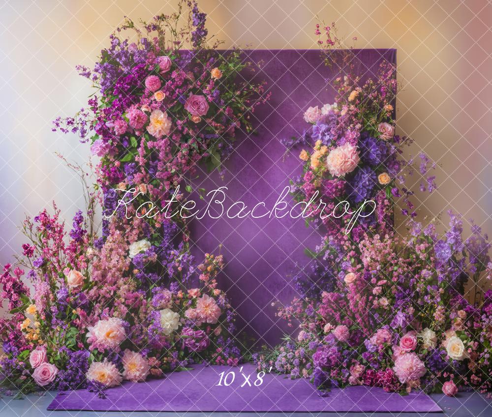 Kate Fleece Purple Floral Wedding Backdrop Designed by Emetselch - Kate Backdrop AU