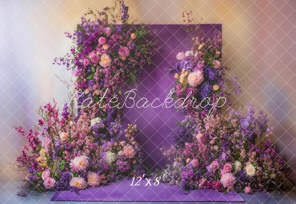 Kate Fleece Purple Floral Wedding Backdrop Designed by Emetselch - Kate Backdrop AU
