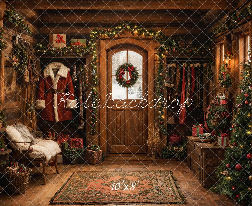 Kate Fleece Christmas Backdrop Santa Claus House Designed by Emetselch - Kate Backdrop AU