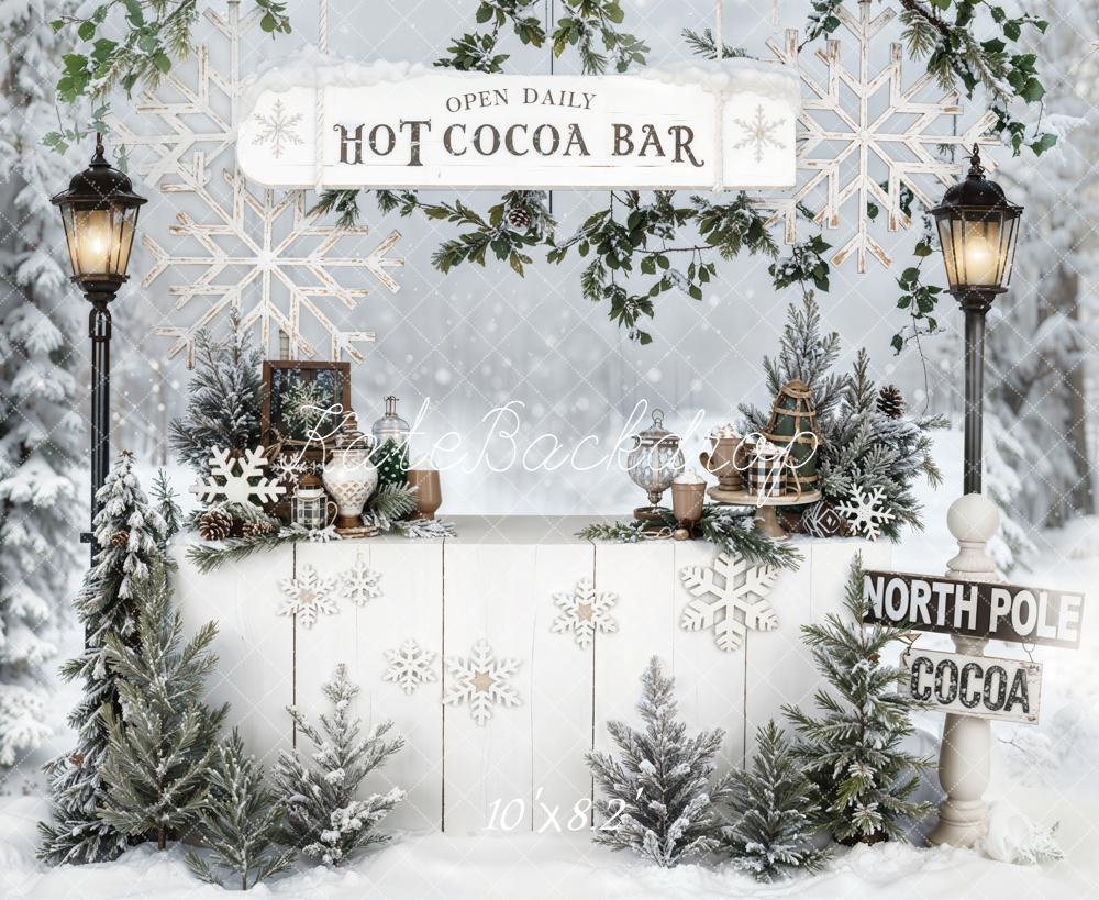 Kate Hot Cocoa Bar Winter Fleece Backdrop Designed by Chain - Kate Backdrop AU