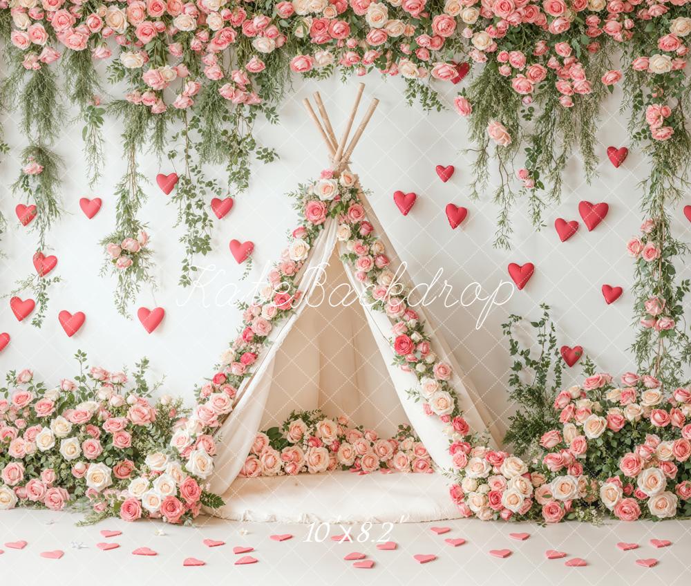 Kate Fleece Spring Flower Tent Backdrop Valentine's Day Designed by Emetselch