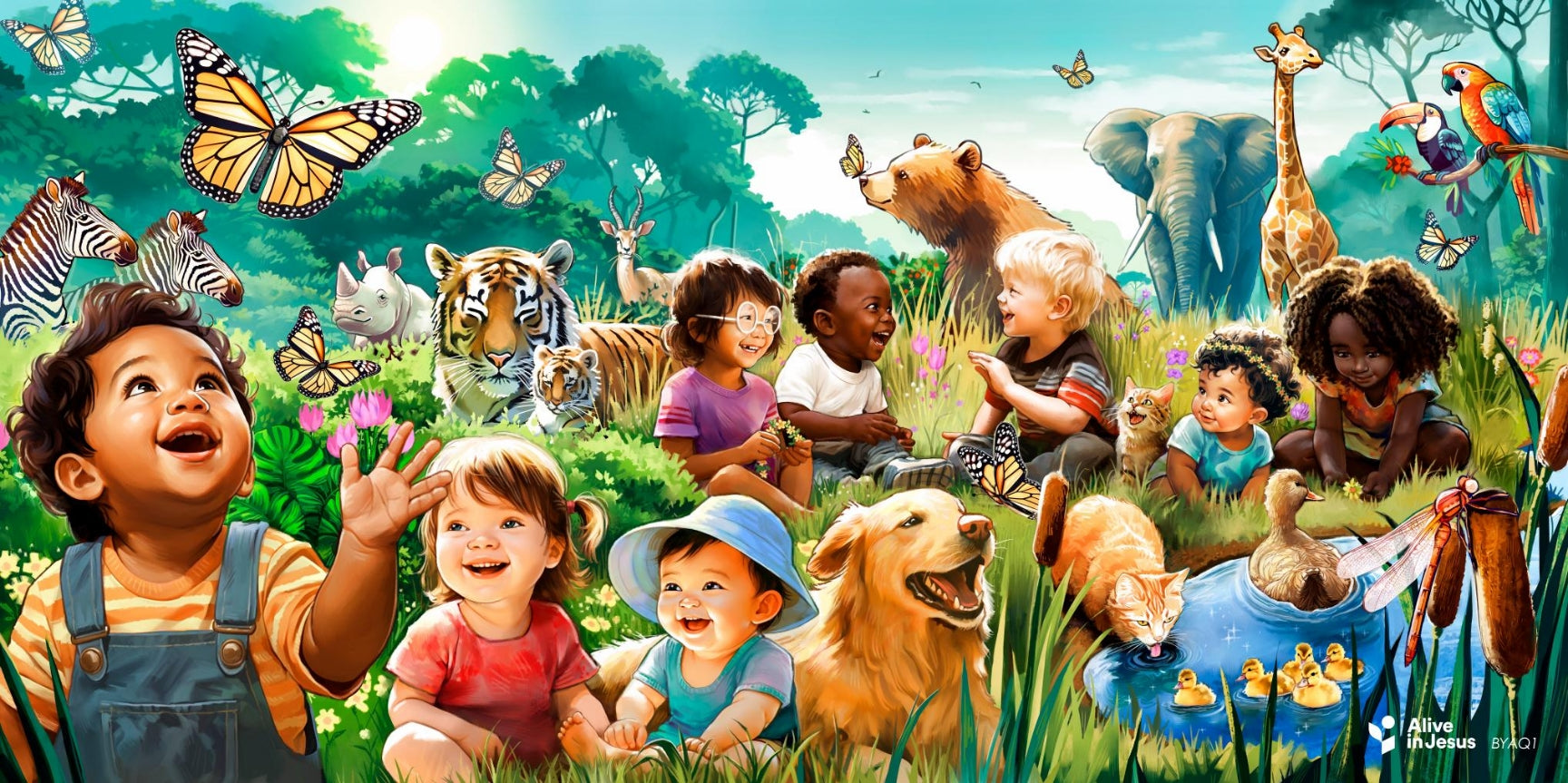 Alive in Jesus Custom Mural/Banner(Fabric Backdrop) (default: no border, no pocket)